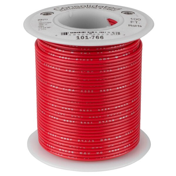 Main product image for Consolidated 22 AWG Red Solid Hook-Up Wire 100 ft. 101-766